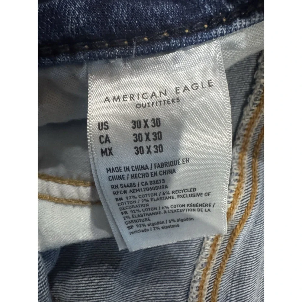 American Eagle Jeans Mens 30x30 Blue Medium Wash Stretch Denim Straight Leg